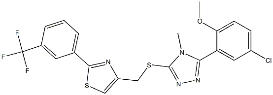 4-[[5-(5-chloro-2-methoxyphenyl)-4-methyl-1,2,4-triazol-3-yl]sulfanylmethyl]-2-[3-(trifluoromethyl)phenyl]-1,3-thiazole Structure