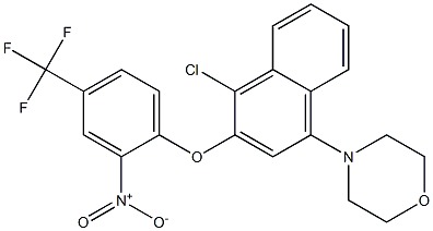 4-[4-chloro-3-[2-nitro-4-(trifluoromethyl)phenoxy]naphthalen-1-yl]morpholine Struktur