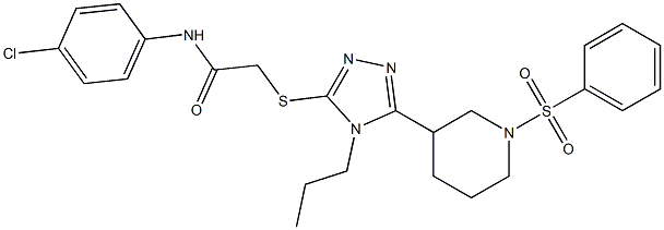 2-[[5-[1-(benzenesulfonyl)piperidin-3-yl]-4-propyl-1,2,4-triazol-3-yl]sulfanyl]-N-(4-chlorophenyl)acetamide Structure