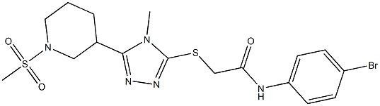 N-(4-bromophenyl)-2-[[4-methyl-5-(1-methylsulfonylpiperidin-3-yl)-1,2,4-triazol-3-yl]sulfanyl]acetamide Struktur