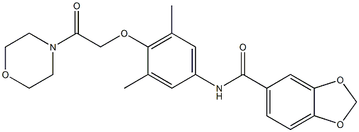 N-[3,5-dimethyl-4-(2-morpholin-4-yl-2-oxoethoxy)phenyl]-1,3-benzodioxole-5-carboxamide Struktur