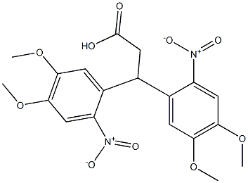 3,3-bis(4,5-dimethoxy-2-nitrophenyl)propanoic acid 化学構造式