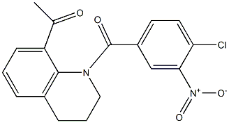 1-[1-(4-chloro-3-nitrobenzoyl)-3,4-dihydro-2H-quinolin-8-yl]ethanone Struktur