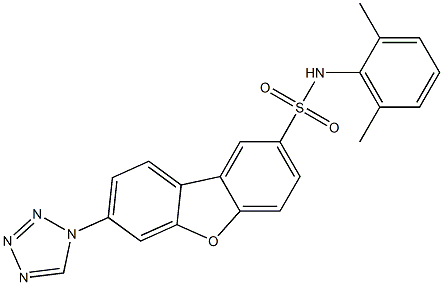 N-(2,6-dimethylphenyl)-7-(tetrazol-1-yl)dibenzofuran-2-sulfonamide 化学構造式