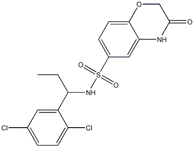 N-[1-(2,5-dichlorophenyl)propyl]-3-oxo-4H-1,4-benzoxazine-6-sulfonamide 结构式