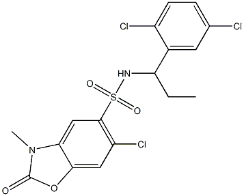 6-chloro-N-[1-(2,5-dichlorophenyl)propyl]-3-methyl-2-oxo-1,3-benzoxazole-5-sulfonamide Structure