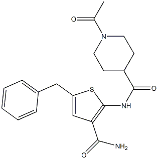 1-acetyl-N-(5-benzyl-3-carbamoylthiophen-2-yl)piperidine-4-carboxamide Structure