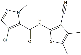 4-chloro-N-(3-cyano-4,5-dimethylthiophen-2-yl)-2-methylpyrazole-3-carboxamide Struktur