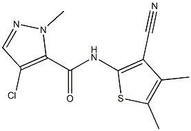 4-chloro-N-(3-cyano-4,5-dimethylthiophen-2-yl)-2-methylpyrazole-3-carboxamide 结构式