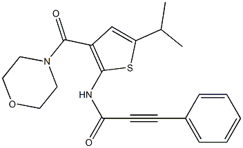 N-[3-(morpholine-4-carbonyl)-5-propan-2-ylthiophen-2-yl]-3-phenylprop-2-ynamide|