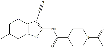 1-acetyl-N-(3-cyano-6-methyl-4,5,6,7-tetrahydro-1-benzothiophen-2-yl)piperidine-4-carboxamide Structure