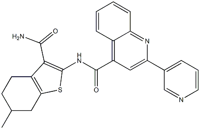 N-(3-carbamoyl-6-methyl-4,5,6,7-tetrahydro-1-benzothiophen-2-yl)-2-pyridin-3-ylquinoline-4-carboxamide Structure