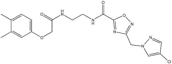 3-[(4-chloropyrazol-1-yl)methyl]-N-[2-[[2-(3,4-dimethylphenoxy)acetyl]amino]ethyl]-1,2,4-oxadiazole-5-carboxamide Structure