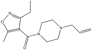 (3-ethyl-5-methyl-1,2-oxazol-4-yl)-(4-prop-2-enylpiperazin-1-yl)methanone,,结构式