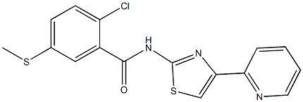 2-chloro-5-methylsulfanyl-N-(4-pyridin-2-yl-1,3-thiazol-2-yl)benzamide Structure