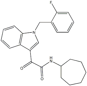N-cycloheptyl-2-[1-[(2-fluorophenyl)methyl]indol-3-yl]-2-oxoacetamide Struktur