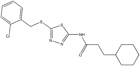 N-[5-[(2-chlorophenyl)methylsulfanyl]-1,3,4-thiadiazol-2-yl]-3-cyclohexylpropanamide,,结构式