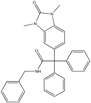 N-benzyl-2-(1,3-dimethyl-2-oxobenzimidazol-5-yl)-2,2-diphenylacetamide Struktur