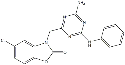 3-[(4-amino-6-anilino-1,3,5-triazin-2-yl)methyl]-5-chloro-1,3-benzoxazol-2-one 化学構造式