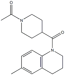 1-[4-(6-methyl-3,4-dihydro-2H-quinoline-1-carbonyl)piperidin-1-yl]ethanone Struktur