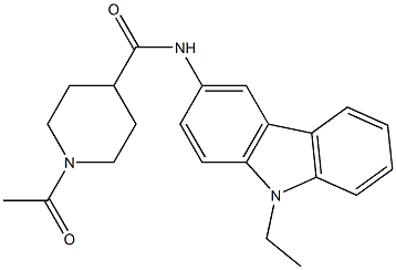 1-acetyl-N-(9-ethylcarbazol-3-yl)piperidine-4-carboxamide 化学構造式