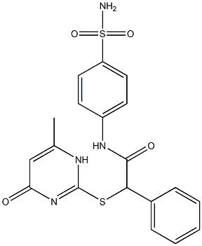 2-[(6-methyl-4-oxo-1H-pyrimidin-2-yl)sulfanyl]-2-phenyl-N-(4-sulfamoylphenyl)acetamide 化学構造式