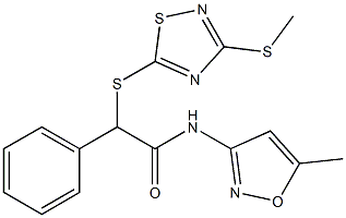 N-(5-methyl-1,2-oxazol-3-yl)-2-[(3-methylsulfanyl-1,2,4-thiadiazol-5-yl)sulfanyl]-2-phenylacetamide Structure