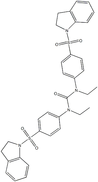 1,3-bis[4-(2,3-dihydroindol-1-ylsulfonyl)phenyl]-1,3-diethylurea Struktur