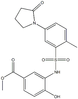 methyl 4-hydroxy-3-[[2-methyl-5-(2-oxopyrrolidin-1-yl)phenyl]sulfonylamino]benzoate Struktur