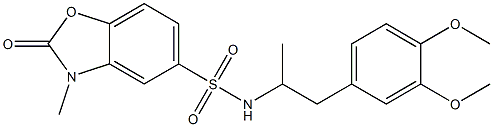 N-[1-(3,4-dimethoxyphenyl)propan-2-yl]-3-methyl-2-oxo-1,3-benzoxazole-5-sulfonamide 化学構造式