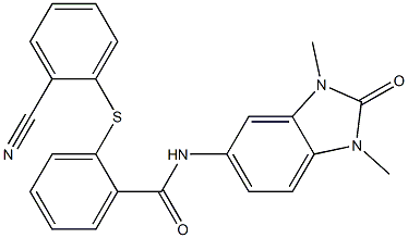 2-(2-cyanophenyl)sulfanyl-N-(1,3-dimethyl-2-oxobenzimidazol-5-yl)benzamide Structure