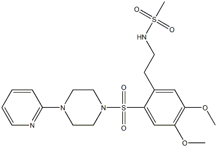 N-[2-[4,5-dimethoxy-2-(4-pyridin-2-ylpiperazin-1-yl)sulfonylphenyl]ethyl]methanesulfonamide,,结构式