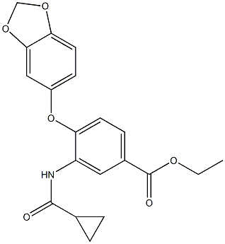 ethyl 4-(1,3-benzodioxol-5-yloxy)-3-(cyclopropanecarbonylamino)benzoate 化学構造式