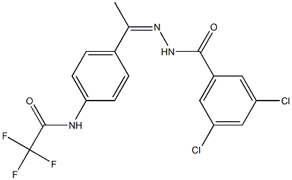 3,5-dichloro-N-[(Z)-1-[4-[(2,2,2-trifluoroacetyl)amino]phenyl]ethylideneamino]benzamide 化学構造式