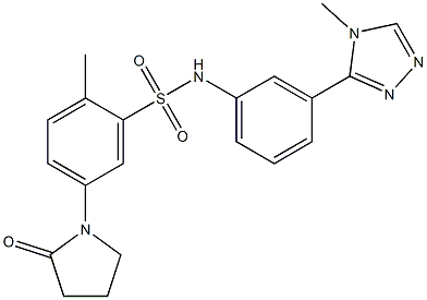 2-methyl-N-[3-(4-methyl-1,2,4-triazol-3-yl)phenyl]-5-(2-oxopyrrolidin-1-yl)benzenesulfonamide 结构式