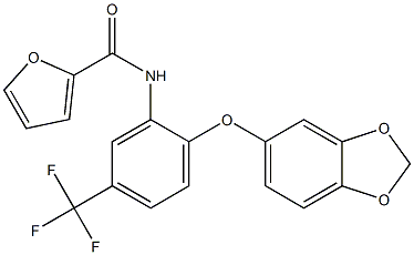 N-[2-(1,3-benzodioxol-5-yloxy)-5-(trifluoromethyl)phenyl]furan-2-carboxamide 结构式