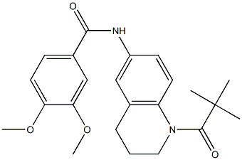 N-[1-(2,2-dimethylpropanoyl)-3,4-dihydro-2H-quinolin-6-yl]-3,4-dimethoxybenzamide,,结构式