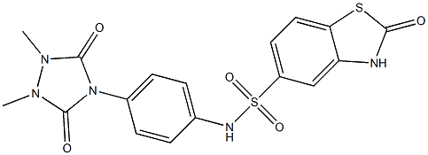 N-[4-(1,2-dimethyl-3,5-dioxo-1,2,4-triazolidin-4-yl)phenyl]-2-oxo-3H-1,3-benzothiazole-5-sulfonamide,,结构式