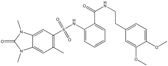 N-[2-(3,4-dimethoxyphenyl)ethyl]-2-[(1,3,6-trimethyl-2-oxobenzimidazol-5-yl)sulfonylamino]benzamide Structure