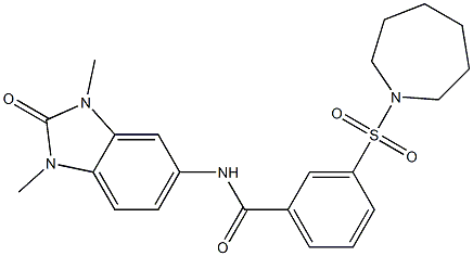 3-(azepan-1-ylsulfonyl)-N-(1,3-dimethyl-2-oxobenzimidazol-5-yl)benzamide 化学構造式