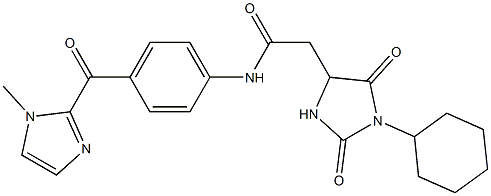 2-(1-cyclohexyl-2,5-dioxoimidazolidin-4-yl)-N-[4-(1-methylimidazole-2-carbonyl)phenyl]acetamide Struktur