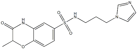 N-(3-imidazol-1-ylpropyl)-2-methyl-3-oxo-4H-1,4-benzoxazine-6-sulfonamide,,结构式