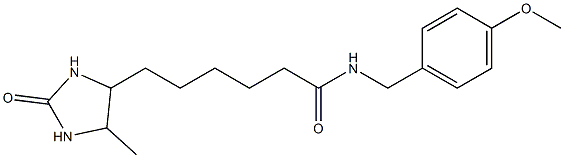 N-[(4-methoxyphenyl)methyl]-6-(5-methyl-2-oxoimidazolidin-4-yl)hexanamide Struktur