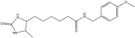 N-[(4-methoxyphenyl)methyl]-6-(5-methyl-2-oxoimidazolidin-4-yl)hexanamide 结构式