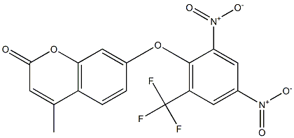 7-[2,4-dinitro-6-(trifluoromethyl)phenoxy]-4-methylchromen-2-one Structure