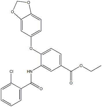 ethyl 4-(1,3-benzodioxol-5-yloxy)-3-[(2-chlorobenzoyl)amino]benzoate Structure
