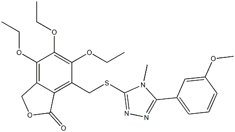 4,5,6-triethoxy-7-[[5-(3-methoxyphenyl)-4-methyl-1,2,4-triazol-3-yl]sulfanylmethyl]-3H-2-benzofuran-1-one Structure