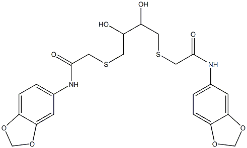 N-(1,3-benzodioxol-5-yl)-2-[4-[2-(1,3-benzodioxol-5-ylamino)-2-oxoethyl]sulfanyl-2,3-dihydroxybutyl]sulfanylacetamide Struktur