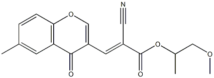 1-methoxypropan-2-yl (E)-2-cyano-3-(6-methyl-4-oxochromen-3-yl)prop-2-enoate 化学構造式