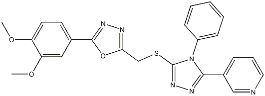 2-(3,4-dimethoxyphenyl)-5-[(4-phenyl-5-pyridin-3-yl-1,2,4-triazol-3-yl)sulfanylmethyl]-1,3,4-oxadiazole 化学構造式